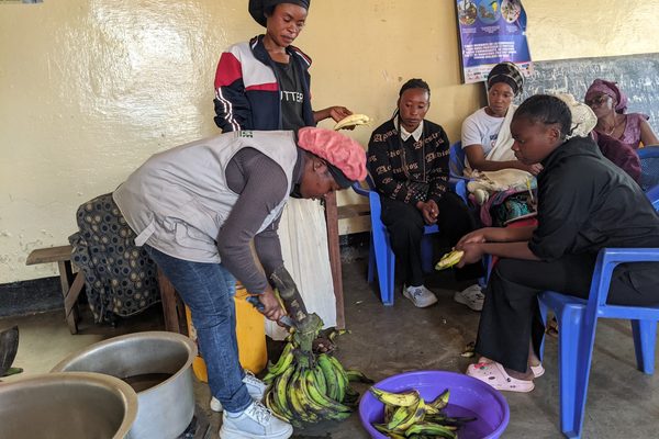 Tri et épluchage des bananes à Kavumu